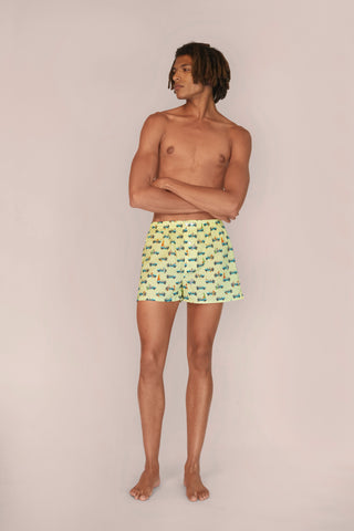 Ultra-Light Cotton Boxers - Surfer Print - Yellow