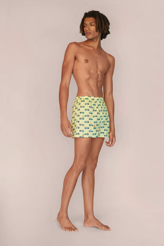 Ultra-Light Cotton Boxers - Surfer Print - Yellow