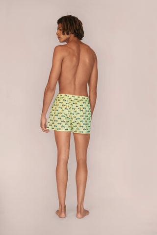 Ultra-Light Cotton Boxers - Surfer Print - Yellow