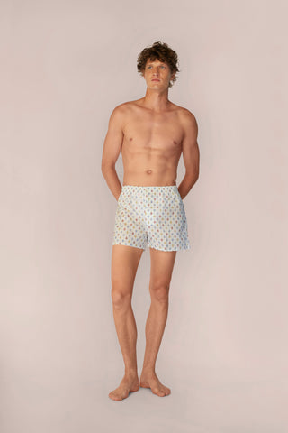 Ultra-Light Cotton Boxers - Anchor Print - Chalk White