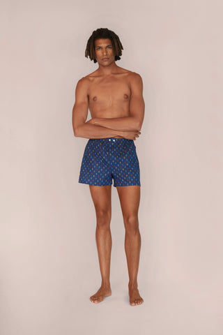 Ultra-Light Cotton Boxers - Anchor Print - Navy Blue
