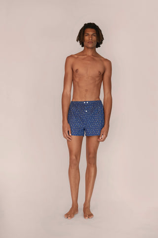 Ultra-Light Cotton Boxers - Zebra Print - Navy Blue
