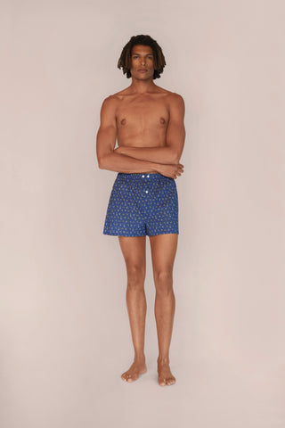 Ultra-Light Cotton Boxers - Zebra Print - Navy Blue