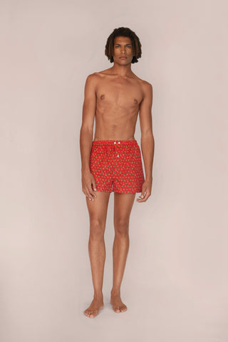 Ultra-Light Cotton Boxers - Zebra Print - Raspberry Red