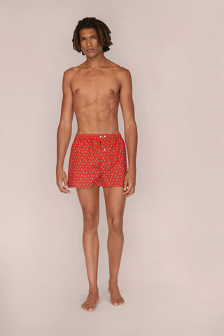 Ultra-Light Cotton Boxers - Zebra Print - Raspberry Red