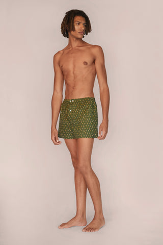 Ultra-Light Cotton Boxers - Zebra Print - Olive Green