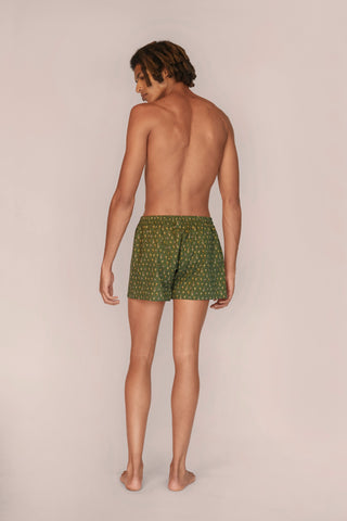 Ultra-Light Cotton Boxers - Zebra Print - Olive Green