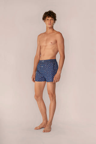 Ultra-Light Cotton Boxers - Dog Print - Navy Blue