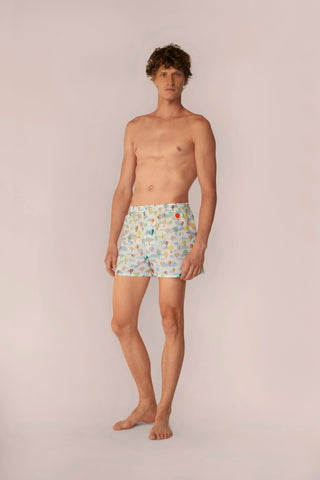 Ultra-Light Cotton Boxers - Hot Air Balloon Print - White