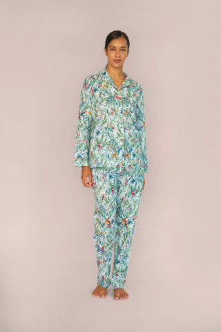 Ultra-Light Cotton Pajama Set - Tropical Print