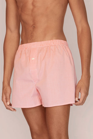 Cotton Boxers - Gingham - Tangerine Orange