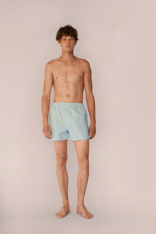 Cotton Boxers - Striped - Apple Green