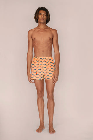 Ultra-Light Cotton Boxers - Surfer Print - Coral Peach