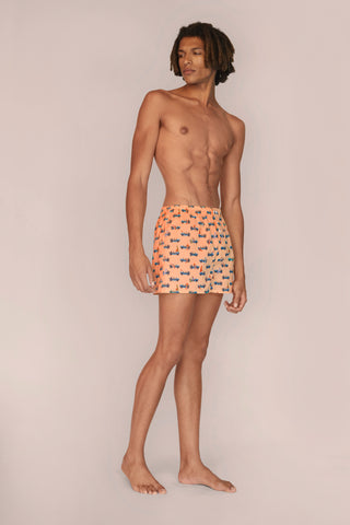 Ultra-Light Cotton Boxers - Surfer Print - Coral Peach