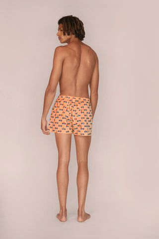 Ultra-Light Cotton Boxers - Surfer Print - Coral Peach
