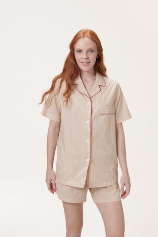 Pinstriped Cotton Voile Short Pajama Set