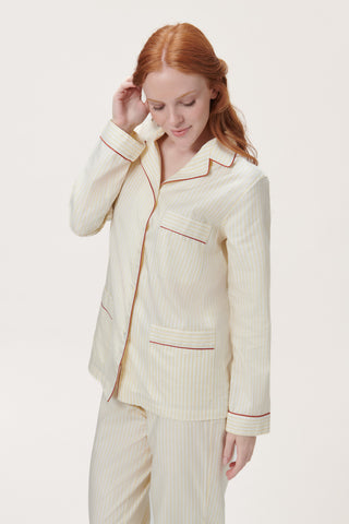 Soft Cotton Pajama Set - Striped - Limoncello Yellow