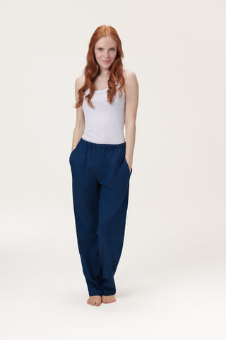 Premium Cotton Flannel Lounge Pants - Navy Blue