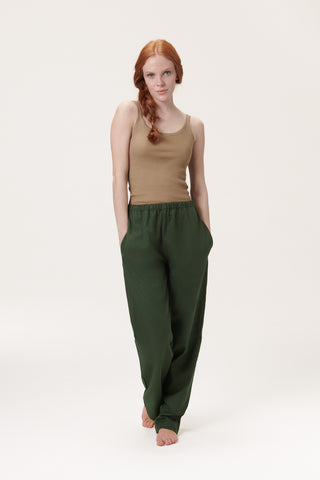 Premium Cotton Flannel Lounge Pants - Moss Green
