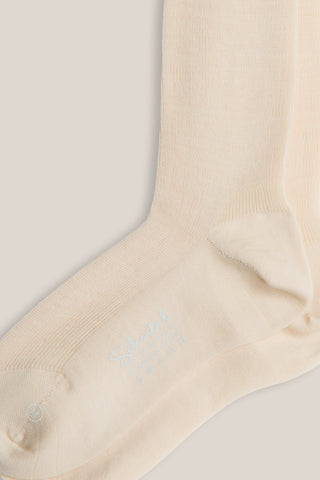 Merino Wool Gentle Ribbed Socks - Mid-Calf - Cream
