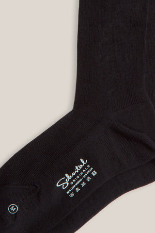 Merino Wool Gentle Ribbed Socks - Mid-Calf - Black