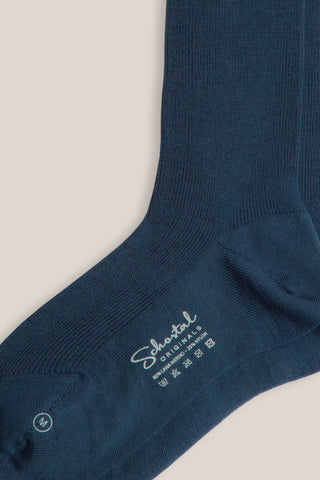 Merino Wool Gentle Ribbed Socks - Mid-Calf - Jeans blue