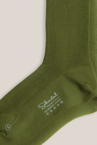 Merino Wool Gentle Ribbed Socks - Mid-Calf - Olive green