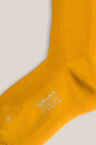 Merino Wool Gentle Ribbed Socks - Mid-Calf - Yellow Ochre