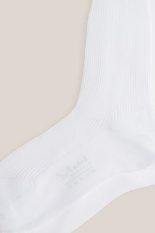 Cotton Lisle Gentle Ribbed Mid-Calf Socks-White