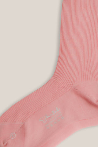 Cotton Lisle Gentle Ribbed Mid-Calf Socks-Dusty rose