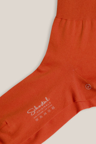 Light Stretch Cotton Quarter Socks - Tangerine Orange