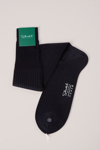 Fine Cotton Lisle Ribbed Socks - Over-the-Calf