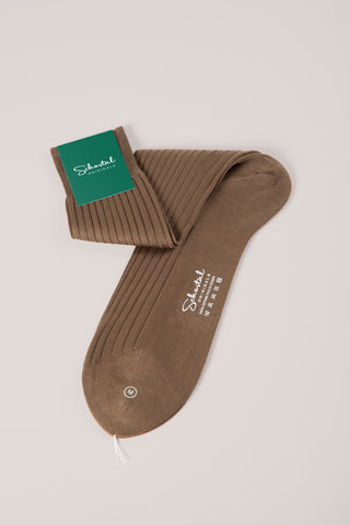 Fine Cotton Lisle Ribbed Socks - Mid-Calf