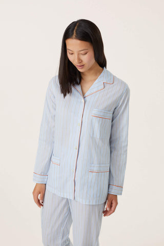 Ultra-Light Cotton Pajama Set - Pinstriped - Sky