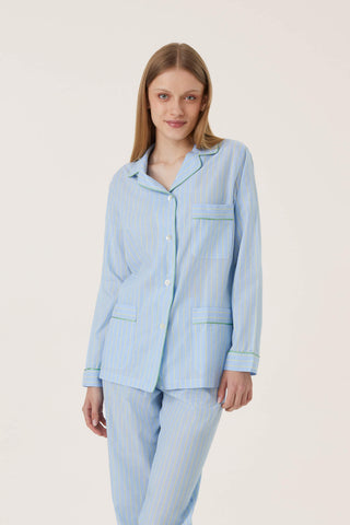 Ultra-Light Cotton Pajama Set - Pinstriped - Azure