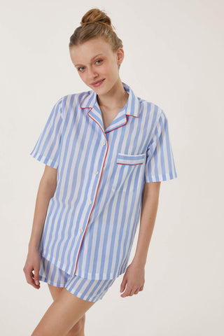 Striped Cotton Voile Short Pajama Set