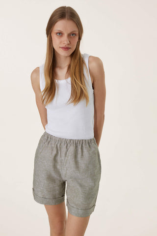 Pure Linen Bermuda Shorts - Sage Green