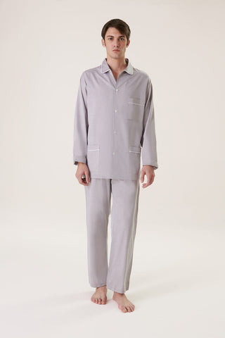 Cotton Pajama Set - Herringbone - Warm Gray