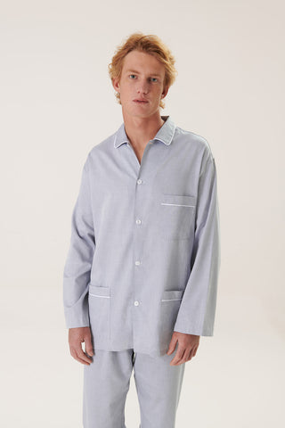Cotton Pajama Set - Herringbone - Quiet Gray