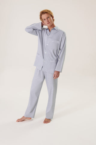 Cotton Pajama Set - Herringbone - Quiet Gray