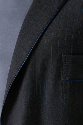 Pinstriped Merino Wool Robe