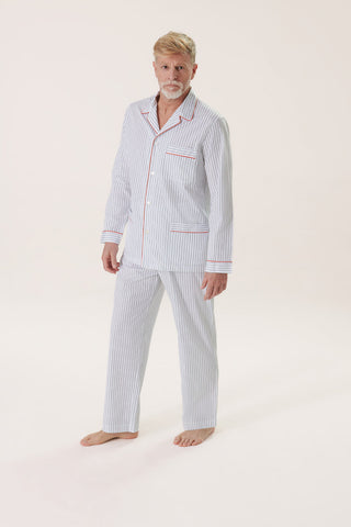 Cotton Pajama Set - Pinstriped - Forest Green