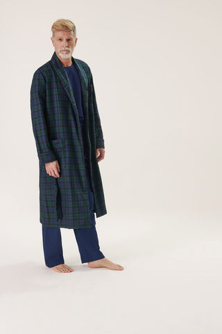Black Watch Tartan Wool Robe