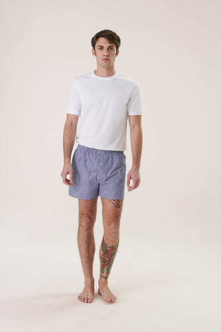 Cotton Boxers - Striped - Ink Blue