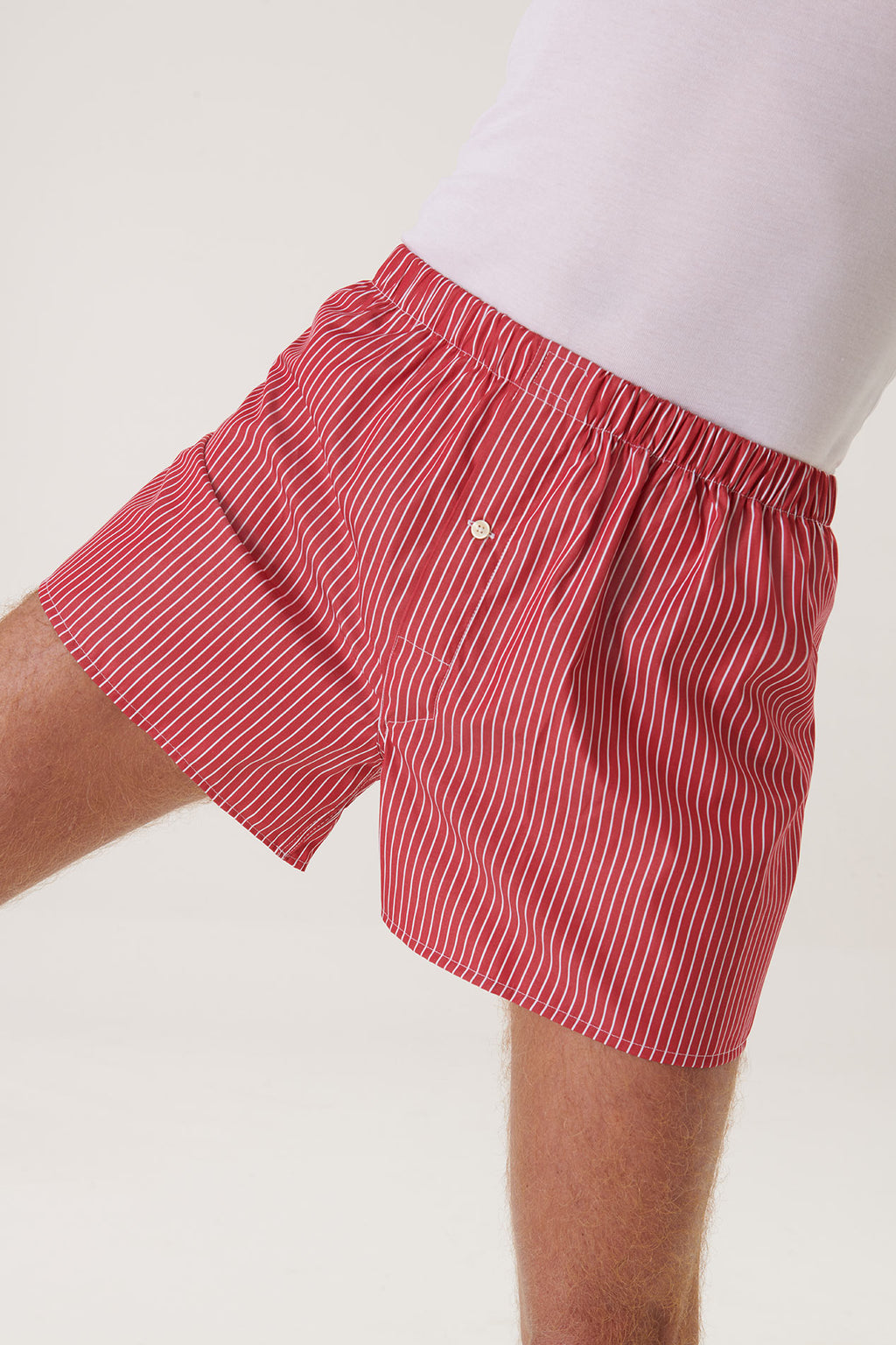 Cotton Boxers - Pinstriped - Cherry Red – Schostal Originals
