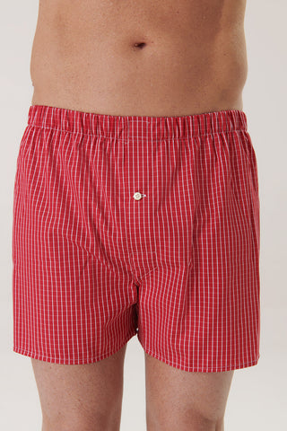 Cotton Boxers - Checkered - Raspberry Red