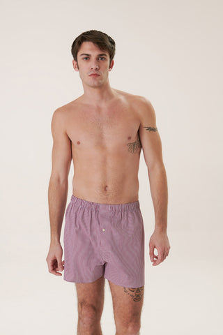 Cotton Boxers - Gingham - Cherry Red