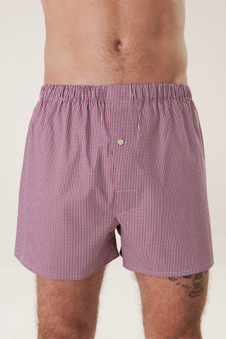 Cotton Boxers - Gingham - Cherry Red