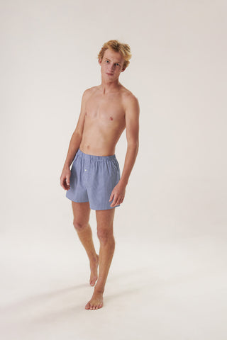 Cotton Boxers - Gingham - Ink Blue