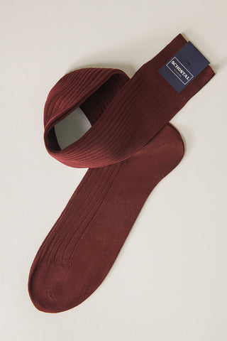 Cotton Lisle Ribbed Socks - Over-the-Calf
